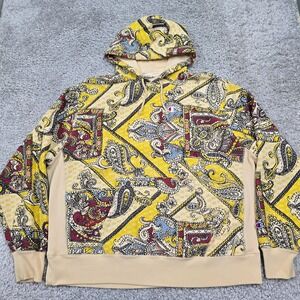Champion Reverse Weave Paisley Patchwork Hoodie Mens Size 2XL Streetwear‎